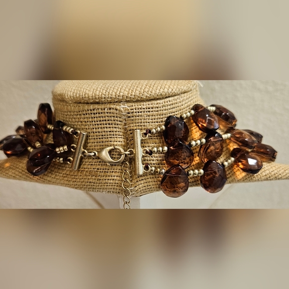 DANIELLE STEVENS GLASS TEARDROP BEADED TRIPLE STRAND NECKLACE - Picture 10 of 13